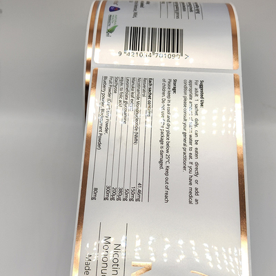Продукт Glassine косметический обозначает CMYK Printable сияющей бумагой стикера